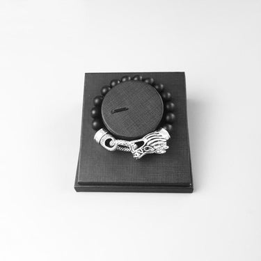 Tibetan Silver & Black Obsidian Mighty DRAGON PROTECTION Bracelet
